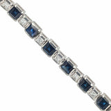 10ct Princess Cut Blue Sapphire Diamond Women Tennis Bracelet 14k WhiteGold Over