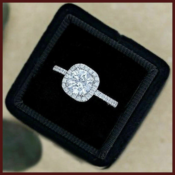 3.5Ct Round Cut VVS1/D Diamond Halo Engagement Ring 14K White Gold Finish