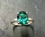 2.2ct Engagement Ring Oval Cut Green Emerald Solitaire 14k White Gold Finish