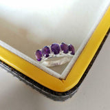 2.6ct Wedding Ring Band Oval Cut Purple Amethyst Five Stone 14k WhiteGold Finish