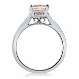 1.3ct Cushion Cut Peach Morganite Solitaire Engagement Ring 14k WhiteGold Finish