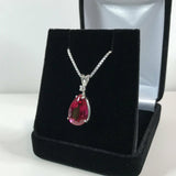 1.1ct Pear Cut Pink Ruby Solitaire Women Pendant 14k White Gold Finish NO CHAIN