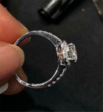 1.8ct Round Cut Diamond Engagement Ring Solitaire Halo 14k White Gold Finish