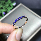 1ct Round Cut Blue Sapphire Wedding Band Half Eternity 14k Yellow Gold Finish