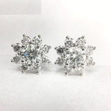 2ct Round Cut Moissanite Flower Cluster Stud Earrings 14k White Gold Plated