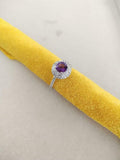 1.7ct Engagement Ring Round Cut Purple Amethyst Dual Halo 14k White Gold Finish