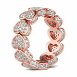 6Ct Round Cut DVVS1 Diamond Heart Love Eternity Wedding Band 14K Rose Gold Over