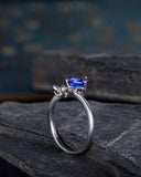 1ct Trillion Blue Tanzanite Engagement Ring 14k White Gold Finish Butterfly Cuff