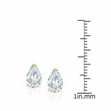 1Ct Pear Cut Diamond Trendy Solitaire Women Stud Earrings 14K Yellow Gold Finish