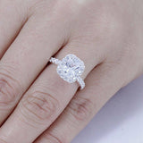 3.5Ct Radiant Cut Diamond Halo Engagement Ring 14K White Gold Over Round Accents