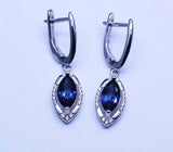 2ct Marquise Cut Blue Sapphire Stylish Tear Drop Earrings 14k White Gold Finish