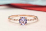 1.5ct Round Cut Purple Amethyst Solitaire with Accents Ring 14k Rose Gold Finish