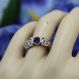 0.5ct Round Cut Purple Amethyst Celtic Trinity Knot Ring 14k White Gold Finish