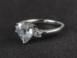 1.4ct Engagement Ring Heart Cut Diamond Three Stone Design 14k White Gold Finish