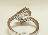 2ct Round Cut Aquamarine Two Stone Bypass Engagement Ring 14k White Gold Finish