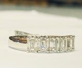 4ct Wedding Ring Band Emerald Cut Diamond Half Eternity 14k White Gold Finish