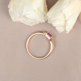 1ct Baguette Cut Pink Ruby Engagement Ring Petite Minimalist 14k RoseGold Finish