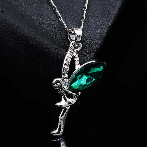 1ct Marquise Cut Green Emerald Angel Fairy Pendant 14k White Gold Over NO CHAIN