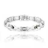 2Ct Baguette Round Cut Diamond Thin Eternity Wedding Band 14K White Gold Finish