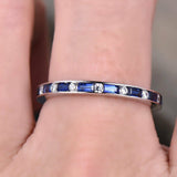 1ct Baguette Cut Blue Sapphire Eternity Wedding Band Ring 14k White Gold Finish