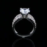 4Ct Round Cut VVS1/D Diamond Cluster Accent Solitaire Ring 14K White Gold Finish