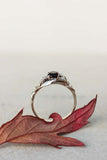 1ct Round Cut Red Garnet Engagement Ring Leaf Vine Solitaire 14k White Gold Over