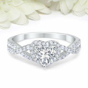 3.5Ct Heart Cut Diamond Split Band Halo Engagement Ring 14K White Gold Finish