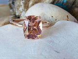 2.5ct Engagement Ring Cushion Cut Peach Morganite Solitaire 14k Rose Gold Finish