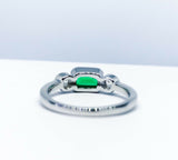 1Ct Green Emerald Diamond Three Stone Women Engagement Ring 14K White Gold Over