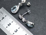 2.5ct Pear Cut Blue Aquamarine Dangling Tear Drop Earrings 14k White Gold Finish