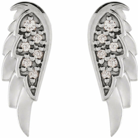 0.5ct Round Cut VVS1 Diamond Angel Wing Stud Earring Women 14k White Gold Finish