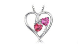 2ct Pink Ruby Pendant Heart Cut Two Hearts 14k White Gold Finish NO CHAIN