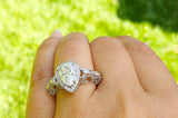 Antique Vintage Halo Engagement Ring 2ct Pear Cut Diamond 14k White Gold Finish