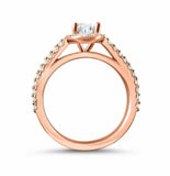 2.5ct Pear Cut Diamond Accents Halo Solitaire Engagement Ring 14k Rose Gold Over