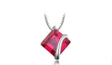 1ct Pink Ruby Pendant Princess Cut Stylish Solitaire 14k WhiteGold Over NO CHAIN