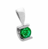 1ct Round Cut Green Emerald Unique Design Pendant 14k White Gold Finish NO CHAIN