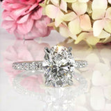 2.6ct Oval Cut Diamond Accent with Solitaire Engagement Ring 14k White Gold Over