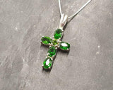 1.5ct Green Peridot Pendant Oval Cut Christ Cross 14k White Gold Finish NO CHAIN