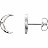 0.1ct Round Cut Diamond Half Crescent Stud Earrings Women 14k White Gold Finish