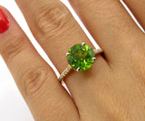 2.5Ct Round Cut Green Peridot Hidden Halo Solitaire Ring 14K Yellow Gold Finish