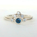 1.2ct Round Cut London Blue Topaz Engagement Ring Bridal Set 14k White Gold Over