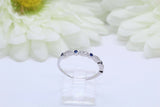 1Ct Round Cut Blue Sapphire Diamond Stackable Wedding Band 14K White Gold Finish