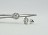 1.5ct Round Cut VVS1 Diamond Cluster Halo Stud Earrings 14k White Gold Finish