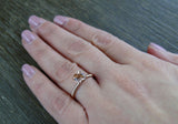 1ct Cushion Cut Peach Morganite Engagement Ring 14k RoseGold Over Rope Solitaire