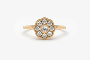 1.5ct Engagement Ring Round Cut Diamond Floral Minimalist 14k Rose Gold Finish