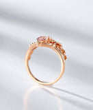 1ct Pear Cut Peach Morganite Milgrain Princess Crown Ring 14k Rose Gold Finish