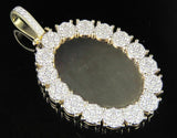 3.5ct Round Cut Diamond Oval Cluster Memory Photo Pendant 14k Yellow Gold Finish