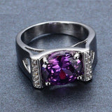 2.3ct Oval Cut Purple Amethyst Engagement Ring 14k White Gold Finish Stackable