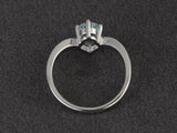 0.7ct Round Cut Blue Aquamarine Engagement Ring 14k WhiteGold Over Unique Design