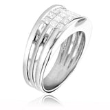 2.5Ct Princess Cut Diamond Cluster Men Wedding Band Ring 14K White Gold Finish